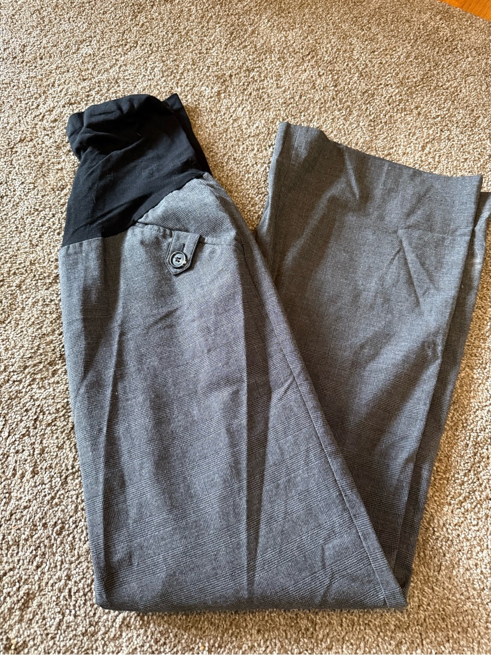 Gray Maternity-Style Bottoms with Black Waistband